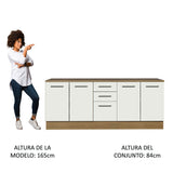 Kit con 2 Gabinetes Bajos 4 Puertas 3 Cajones Marrón/Blanco Agata
