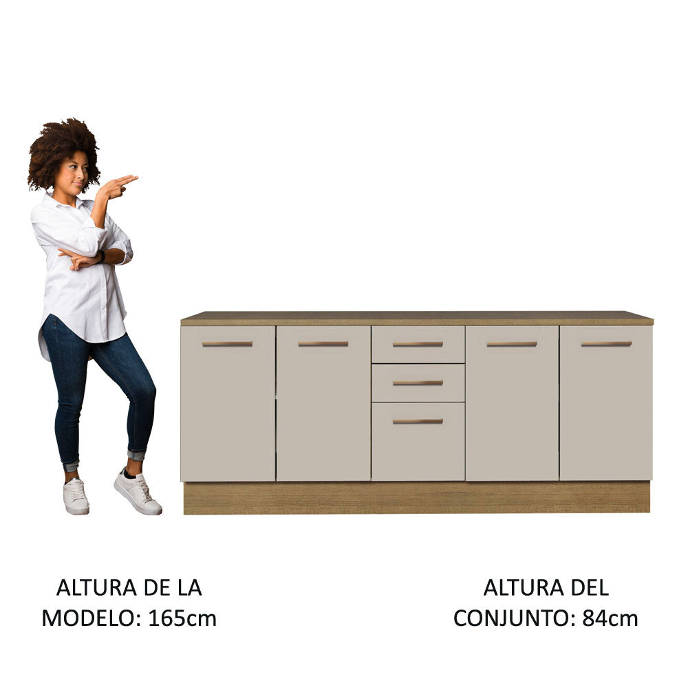 Kit con 2 Gabinetes Bajos 4 Puertas 3 Cajones Marrón/Crema Agata