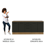 Kit con 2 Bajo mesada Multiuso 4 Puertas 3 Cajones Marrón/Negro Agata Madesa