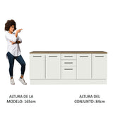 Kit con 2 Gabinetes Bajos 4 Puertas 3 Cajones Blanco/Marrón Agata