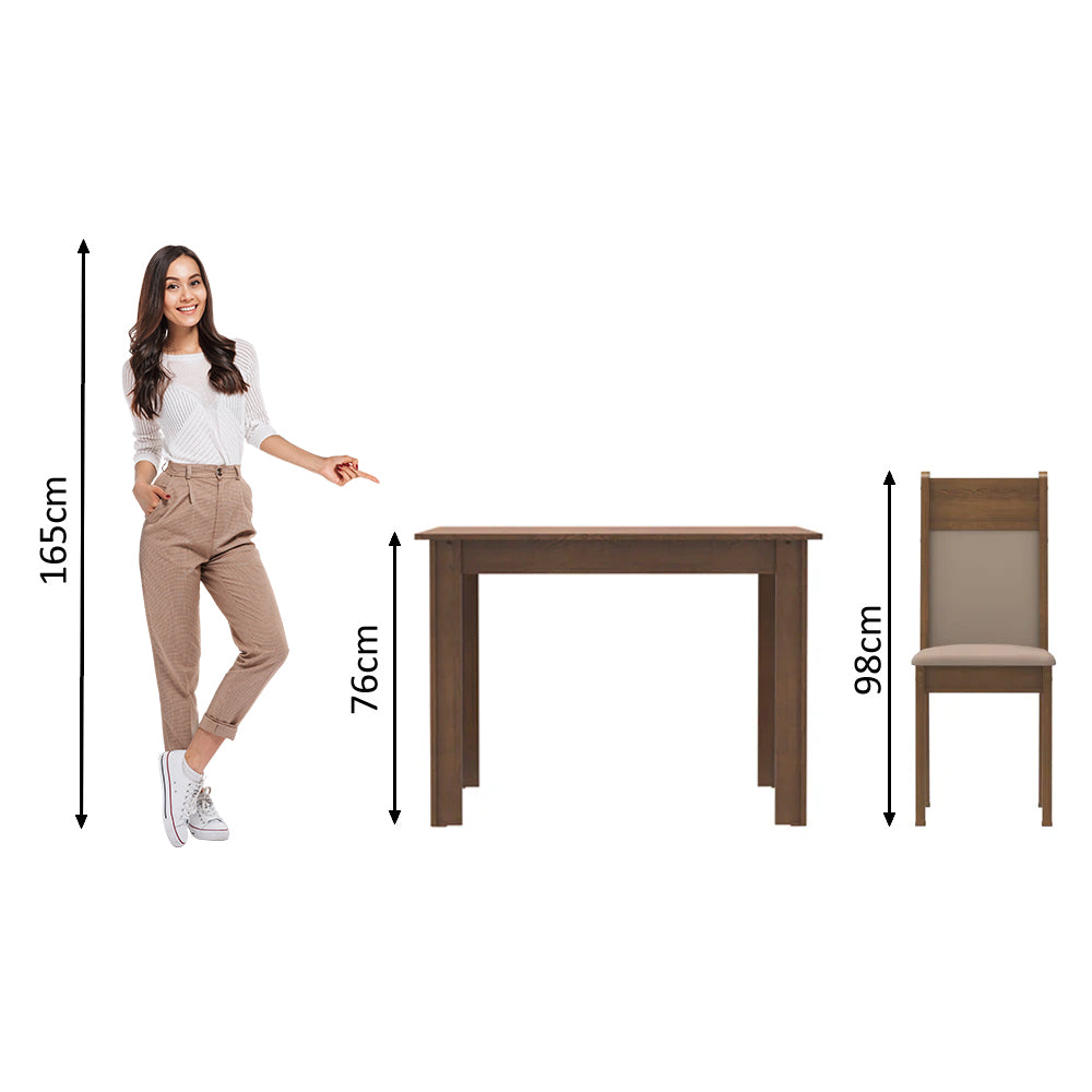 Juego de Comedor Madesa Lola Mesa Tapa de Madera con 2 Sillas Marrón/Crema/Sintético Beige