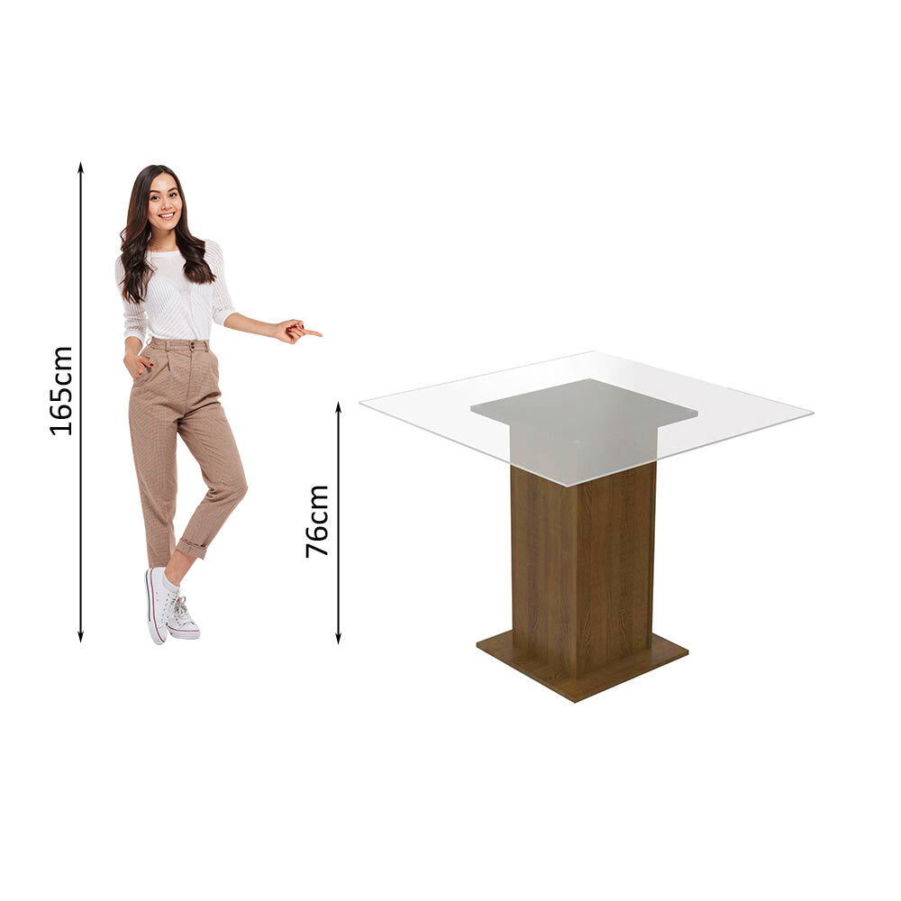 Juego de Comedor con Tapa de Vidrio 4 Sillas Marrón/Negro Anita