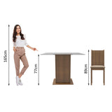 Juego de Comedor Madesa Maya Mesa Tapa de Vidrio con 4 Sillas Marrón/Sintético Beige
