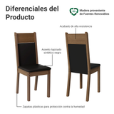 Juego de Comedor Madesa Beta Mesa Tapa de Vidrio Redondo 4 Sillas Marrón/Negro