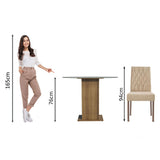 Juego de Comedor Madesa Iris Mesa Tapa de Vidrio Redondo con 4 Sillas Marrón/Imperial