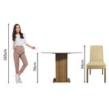 Juego de Comedor Mesada de Vidrio Redonda 4 Sillas Mile Marrón/Imperial