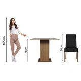 Juego de Comedor Mesa Tapa de Madera 4 Sillas Marrón/Negro/Oxford Karina Madesa