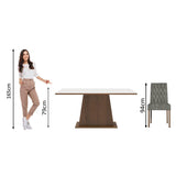 Juego de Comedor Mesa Tapa de Madera 4 Sillas Marrón/Blanco/Silver Ashley Madesa