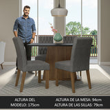 Juego de Comedor Mesa Tapa de Madera 4 Sillas Marrón/Negro/Silver Fiona Madesa
