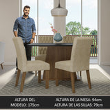 Juego de Comedor Mesa Tapa de Madera 4 Sillas Marrón/Negro/Imperial Fiona Madesa