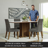 Juego de Comedor Mesa Tapa de Madera 4 Sillas Marrón/Blanco/Silver Keila Madesa