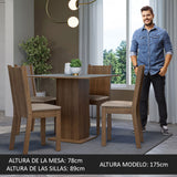 Juego de Comedor Mesa Tapa de Madera 4 Sillas Marrón/Gris/Sintético Beige Samara Madesa