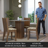 Juego de Comedor Mesa Tapa de Madera 4 Sillas Marrón/Gris/Lírio Beige Samara Madesa