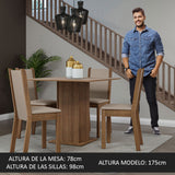 Juego de Comedor Mesa Tapa de Madera 4 Sillas Marrón/Crema/Sintético Beige Briana Madesa
