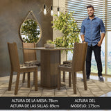 Juego de Comedor Mesa Tapa de Vidrio 4 Sillas Marrón/Crema/Beige Marrón Perla Madesa