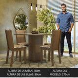 Juego de Comedor Mesa Tapa de Vidrio 4 Sillas Marrón/Crema/Lírio Beige Perla Madesa