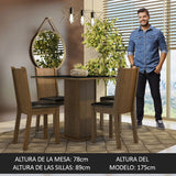 Juego de Comedor Mesa Tapa de Vidrio 4 Sillas Marrón/Negro Perla Madesa