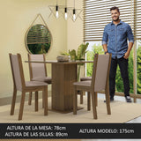 Juego de Comedor Mesa con Tapa de Vidrio 4 Sillas Marrón/Crema/Beige Tifani Madesa