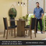 Juego de Comedor Mesa con Tapa de Vidrio 4 Sillas Marrón/Crema/Beige Tifani Madesa