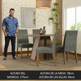 Juego de Comedor Mesa Tapa de Madera 4 Sillas Marrón/Crema/Silver Agnes Madesa