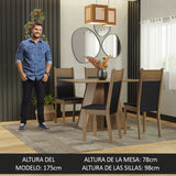 Juego de Comedor Mesa Tapa de Madera 4 Sillas Marrón/Crema/Negro Angel Madesa