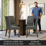 Juego de Comedor Mesa Tapa de Vidrio 4 Sillas Marrón/Negro/Silver Ivy Madesa