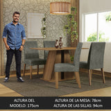 Juego de Comedor Mesa Tapa de Madera 4 Sillas Marrón/Silver Agnes Madesa