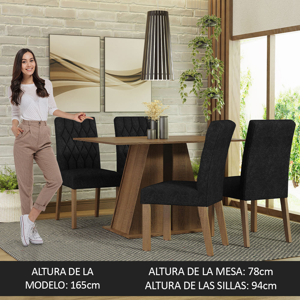 Juego de Comedor Mesa Tapa de Madera 4 Sillas Marrón/Oxford Gisele Madesa