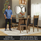 Juego de Comedor Mesa Tapa de Madera 4 Sillas Marrón/Negro Angel Madesa
