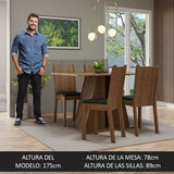 Juego de Comedor Mesa Tapa de Madera 4 Sillas Marrón/Negro Marilyn Madesa