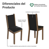 Juego de Comedor Mesa Tapa de Madera 4 Sillas Marrón/Negro Sophie Madesa