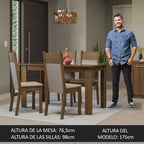Juego de Comedor Eloá Mesa Rectangular Tapa de Vidrio con 4 Sillas Marrón/Crema/Beige Madesa