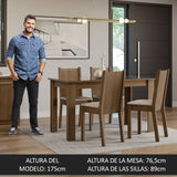 Juego de Comedor Mesa Tapa de Vidrio 4 Sillas Marrón/Sintético Beige Kiara Madesa