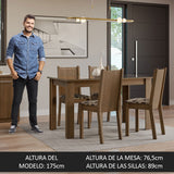 Juego de Comedor Mesa Tapa de Vidrio 4 Sillas Marrón/Beige Marrón Kiara Madesa