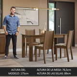 Juego de Comedor Mesa Tapa de Vidrio 4 Sillas Marrón/Lírio Beige Kiara Madesa