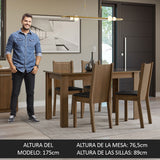 Juego de Comedor Mesa Tapa de Vidrio 4 Sillas Marrón/Sintético Negro Kiara Madesa