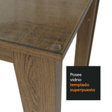 Conjunto Comedor Mesa Mesada de Vidro 4 Sillas Marrón/Crema/Bege Suzy Madesa