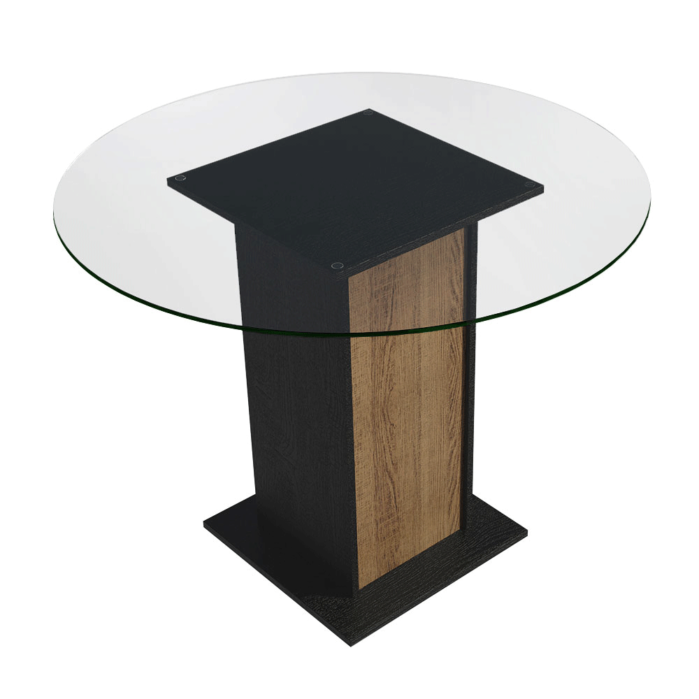 Juego de Comedor Denali Mesa Tapa de Vidrio 4 Sillas Negro/Marrón/Negro Madesa