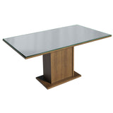 Juego de Comedor Mesa Tapa de Vidrio 6 Sillas Marrón/Gris/Plateado Geórgia Madesa