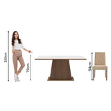 Juego de Comedor Mesa Tapa de Madera 6 Sillas Marrón/Blanco/Imperial Britney Madesa