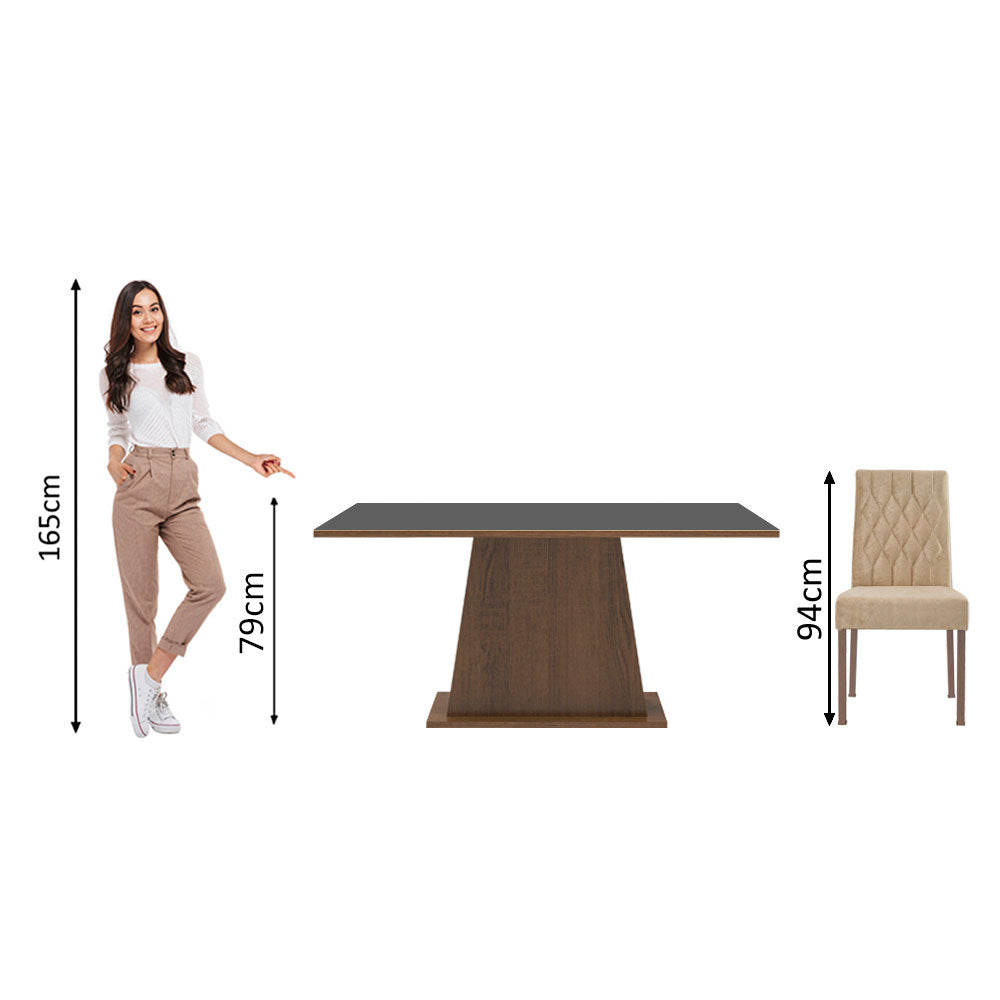 Juego de Comedor Mesa Tapa de Madera 6 Sillas Marrón/Negro/Imperial Britney Madesa