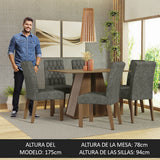 Juego de Comedor Mesa Tapa de Madera 6 Sillas Marrón/Crema/Silver Fabiana Madesa