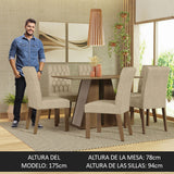 Juego de Comedor Mesa Tapa de Madera 6 Sillas Marrón/Crema/Imperial Fabiana Madesa