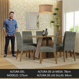 Juego de Comedor Mesa Tapa de Madera 6 Sillas Marrón/Crema/Silver Cheryl Madesa