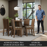 Juego de Comedor Mesa Tapa de Madera 6 Sillas Marrón/Crema/Beige Marrón Sharon Madesa