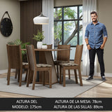 Juego de Comedor Mesa Tapa de Madera 6 Sillas Marrón/Crema/Beige Marrón Sharon Madesa