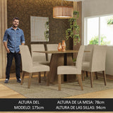 Juego de Comedor Mesa Tapa de Madera 6 Sillas Marrón/Imperial Cheryl Madesa