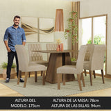 Juego de Comedor Mesa Tapa de Madera 6 Sillas Marrón/Imperial Fabiana Madesa