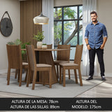 Juego de Comedor Mesa Tapa de Madera 6 Sillas Marrón/Beige Sharon Madesa