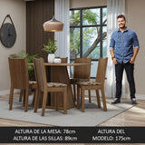 Juego de Comedor Mesa Tapa de Madera 6 Sillas Marrón/Beige Marrón Sharon Madesa